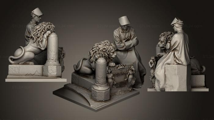 Statues antique and historical (monument with lion, STKA_1217) 3D models for cnc